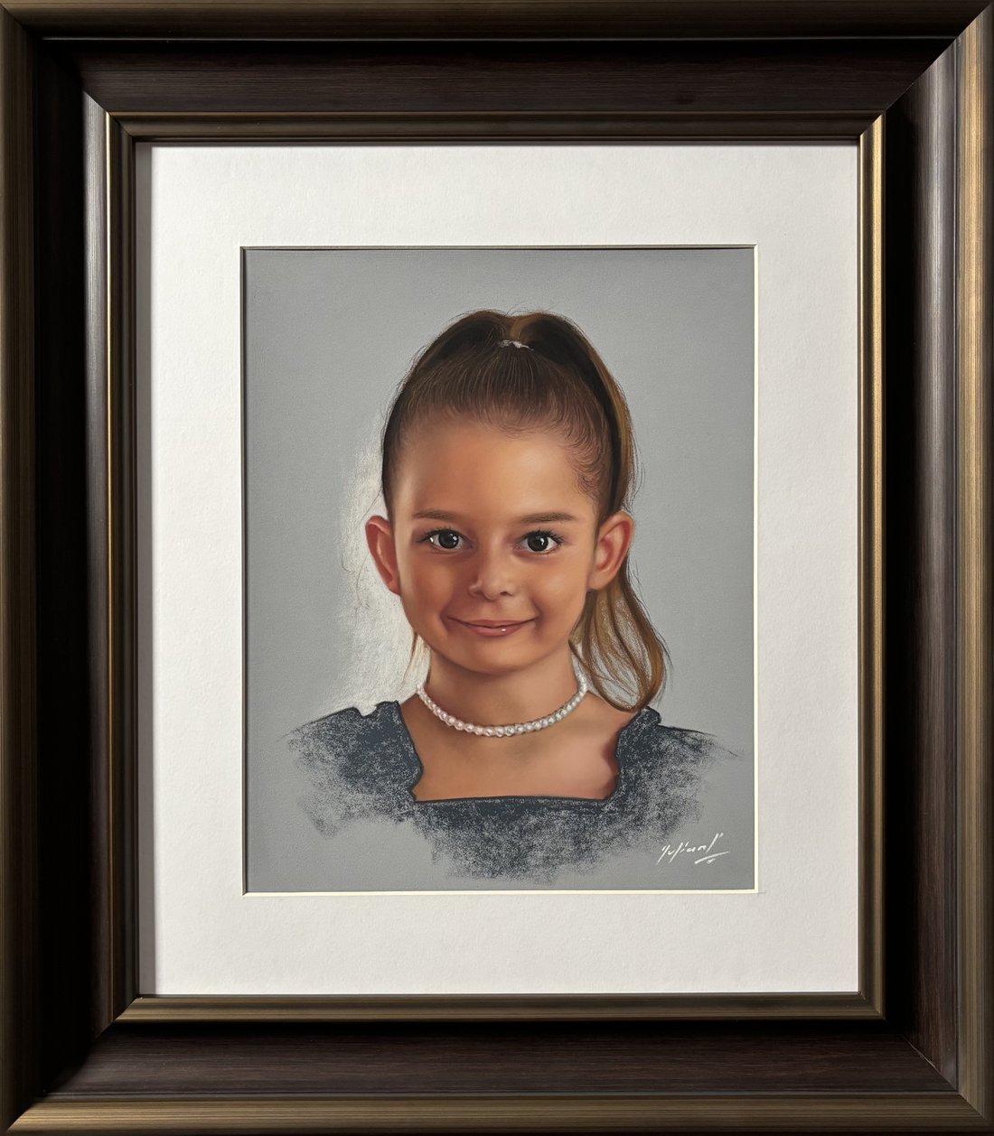 Portret copil — desen în pastel uscat, lucrare de Iulian Cetanas